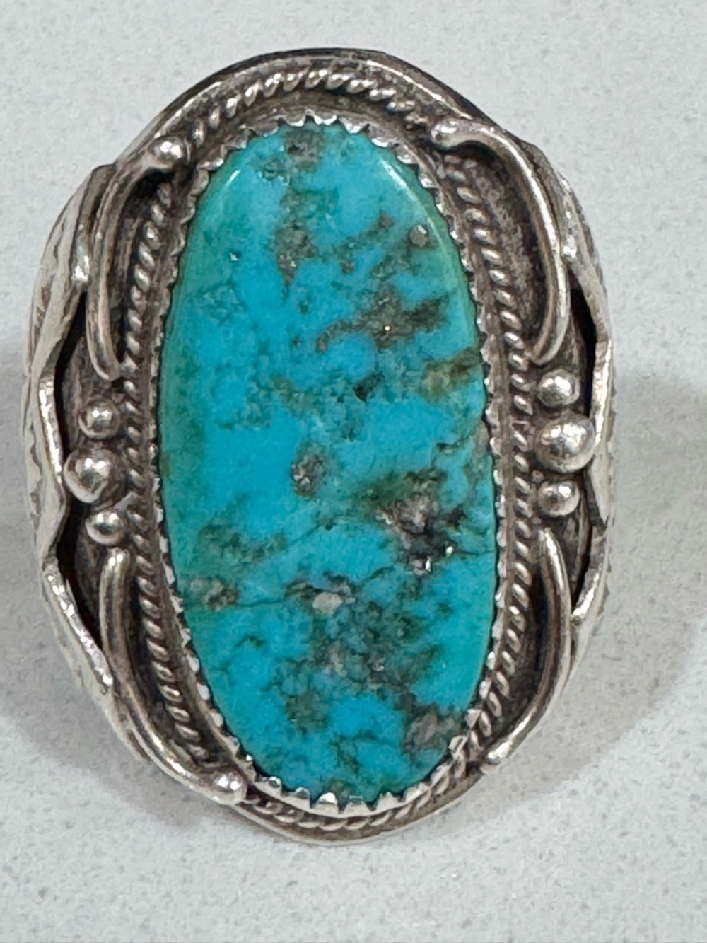 Native American Navajo Richard Begay Sterling Silver Turquoise Ring 10.25 - Picture 11 of 14